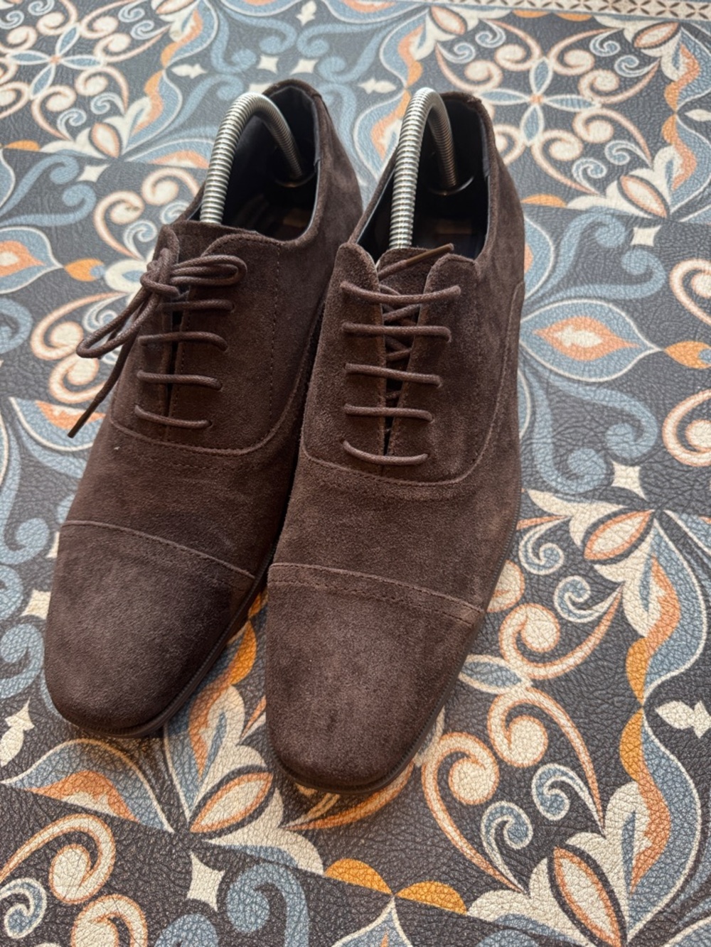 Men's Brown Suede Cap-Toe Dress Shoes